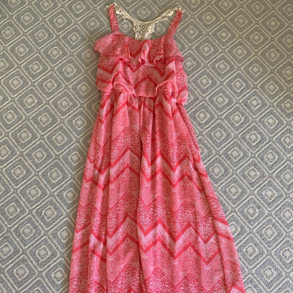 Ruffly pink summer maxi dress